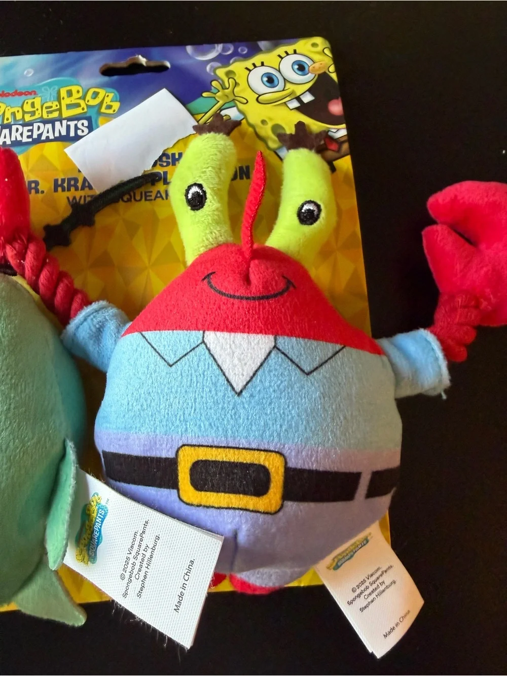 Nickelodeon Spongebob Squarepants 2-pk Plush Mr Krabs Plankton Dog Toy Squeak
